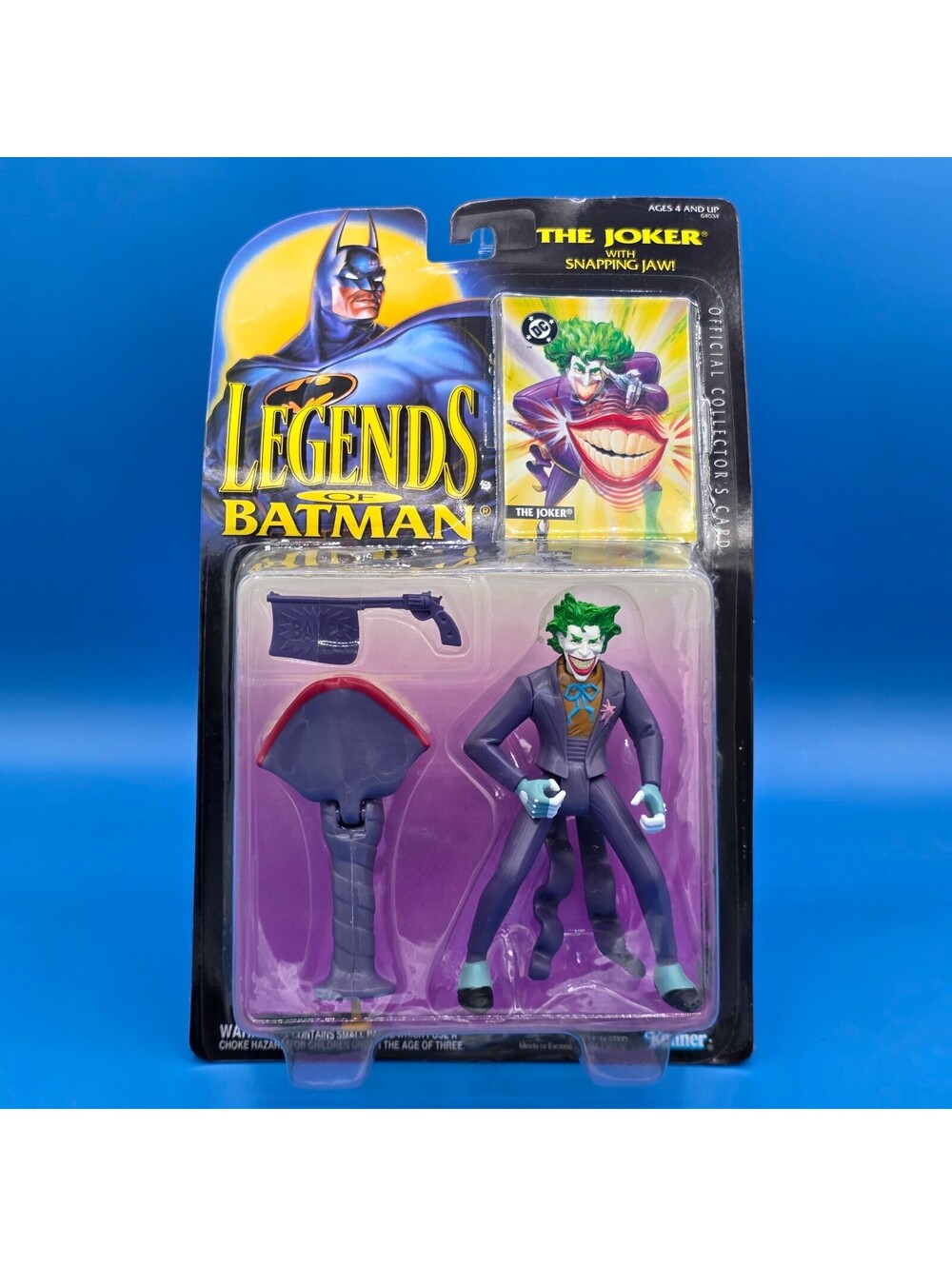 Legends of Batman The Joker Figure w/ Snapping Jaw Collector's Card 1994 Kenner